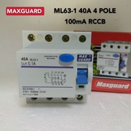 Maxguard ML63-1 40A 4 Pole 100mA RCCB (Type AC)