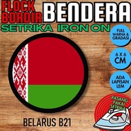 YANG sought after@@@@] IRON-ON Emblem Badge Patch IRON-ON Flock FLAG EMBROIDERY Country - BELARUS [B