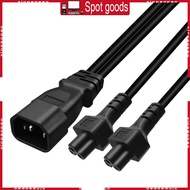 XI 32cm 1ft IEC320 C14 to IEC320 C5 + C5 Power Cord 1 in 2 Out Y-splitter Adapter Cable Extension Line Extender Wire