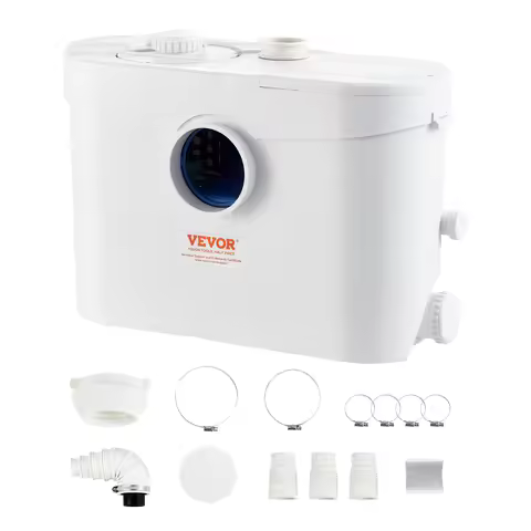 VEVOR Macerator Sewerage Sump Pump 500/700/900/1200W 26/32.8/33/40ft Head with Water Inlets Waste Wa