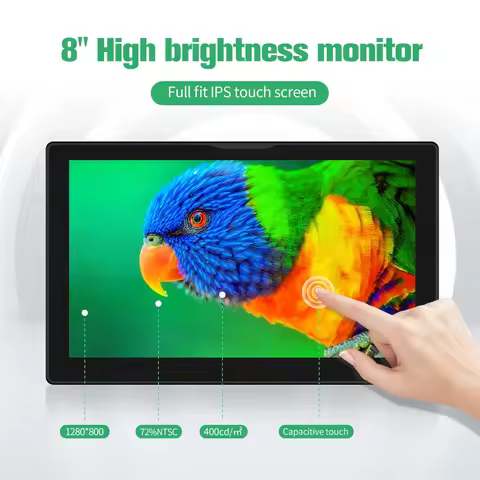 8 inch Monitor Suit for Raspberry Pi 5 4 3 Monitor 1280x800 HDMI USB Type-C for Orange Pi DIY Projec