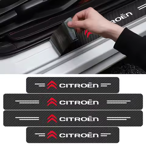 4pc Carbon fiber threshold sticker for cars Pedal protection sticker For Citroen C4 C3 C5 C1 C2 Berl