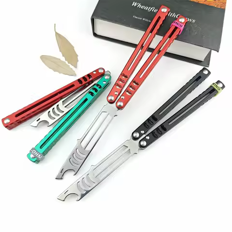 Practice Balisong Training Folding Flail Knife 440C Blade Aluminum Alloy Handle Outdoor Trainer Tant