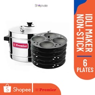 Premier Stainless Steel IDLI MAKER with NON-STICK 6 plates (Large)
