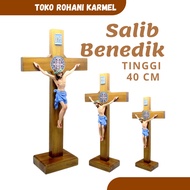 40 CM BENTEKTUS SITTING CROSS (RIa) CATHOLIC TABLE CROSS/ LARGE BENEDICT CROSS/ BENEDICT CROSS/