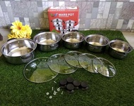WELCOME Panci High pot stainless set 5 pc HC steamer tutup kaca