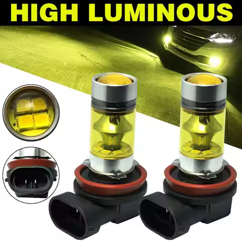 6 X High Power LED Lights 100W H8 H11 Yellow Fog Light 2828 20LED Headlight Lamp