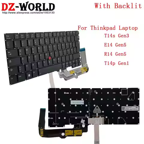 CZ BG DK DE HU IS NO SI SE FI TR EE NDC Backlit Keyboard for Lenovo Thinkpad T14S Gen3 Gen4 G3 R14 E