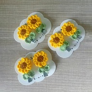 MZB 1 Piece Finished Product Sunflower Flower Series Hair Clip Hair Rope Brooch Crochet Sunflower Su