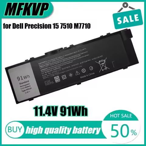 11.4V 91Wh MFKVP Laptop Battery for Dell Precision 15 7510 17 7710 7720 T05W1 M7510 M7710