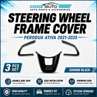 Perodua Ativa 2021 - 2026 Steering Wheel Frame Cover Steering Trim Carbon Black Forged Bingkai Stere