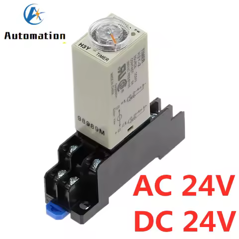 Power-on Delay Rotary Knob DPDT 1S/5S/10S/30S/60S/3M/5M/10M/30M Timer Timing Time Relay AC/DC 24V H3