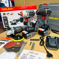 OSUKA บล็อกแบตไร้สายOSID-520+สว่านไร้สายOCHD802+เจียรไร้สายOCAG746 20V +แบตเตอรี่ 4.0Ah 3ก้อน Set 3อ