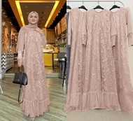 TK Gamis Humaira brokat tile mutiara M-L-XL-XXL JUMBO / Gamis wanita brokat / Gamis brokat murah / G