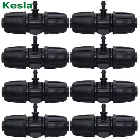 KESLA 10PCS 16mm 1/2'' PE Tubing to 4/7mm Hose Tee Connector w/ Thread Lock Garden Irrigation Water 