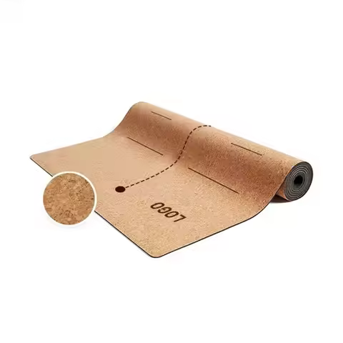 Cork and TPE Yoga Mat Thick 5MM Non-Slip Fitness Mat for Pilates Yoga Floor Exercises