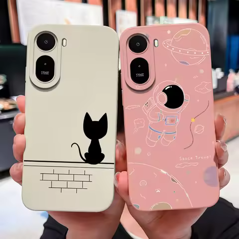 For Redmi A7 Pro Poco C85X Case Black Cat Silhouette Smooth Liquid Silicone Shockproof Phone Cover F