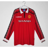 #M 98-99 Home Away Long Sleeve Retro Soccer Jersey Football #BECKHAM #CANTONA