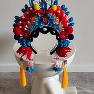 Peking Opera Headband White Opera Character Headwear Handmade Material Opera Phoenix Crown Photo Sho