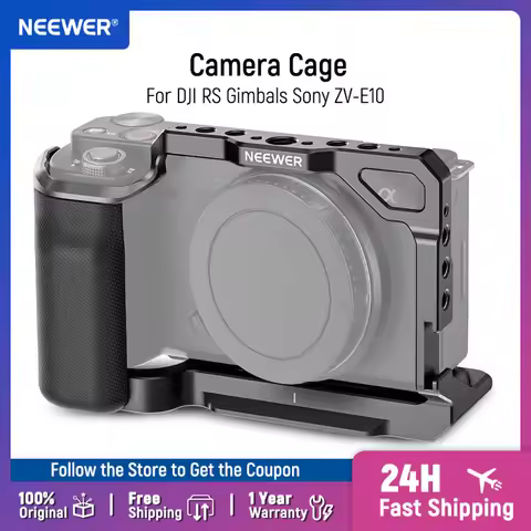 NEEWER ZV-E10 Camera Cage with Silicone Grip Arca Type QR Base Protective Metal Video Rig for DJI RS