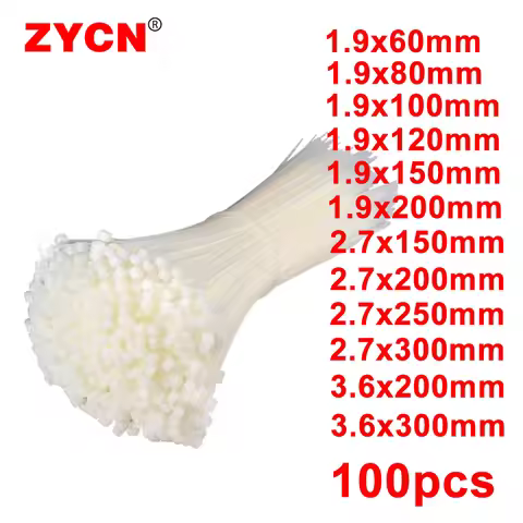 100Pcs/Bag Self-Locking Plastic Nylon Cable Tie White Fastening Ring 1.9X100 3.5X300 Wire Zip Wraps 