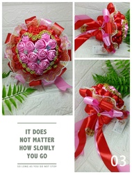 Buket Bunga Isi Love Diamond - Bunga Tangan Pengantin - Bunga Lempar - Hand Bouquet - Hand Buket Pengantin Satin