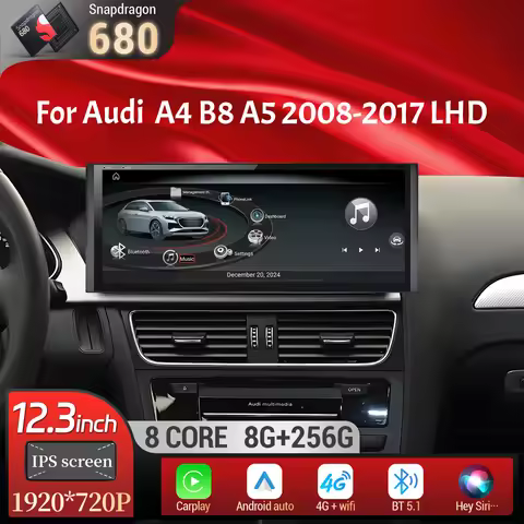 12.3 inch Left Hand Drive Android 13 Car Radio For Audi A4 B8 A5 2008-2017 BT Carplay Qualcomm Snapd