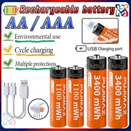 🔋1.5v AA/AAA Rechargeable Battery USB Interface Lithium Battery Type-c Charging AA and AAA battery 3
