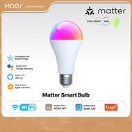MATTER WIFI หรี่แสงได้หลอดไฟ Smart LED 14W RGB C + W E27การเปลี่ยนสี2700K-6500K Tuya ควบคุมแอพนำสมัย