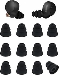 ALXCD Triple Flange Ear Tips Compatible with Beats Fit Pro/Studio Buds/WF-1000XM4/ WF-C500/ PB Pro, 6 Pairs Medium Size Triple Flange 3 Flange Noise Isolation Silicone Replacement EarTips, M Black