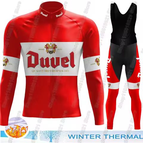Red Duvel Team Cycling Jersey 2026 Set Clothing Suit Summer Winter Long Sleeve MTB Bike Road Pants B