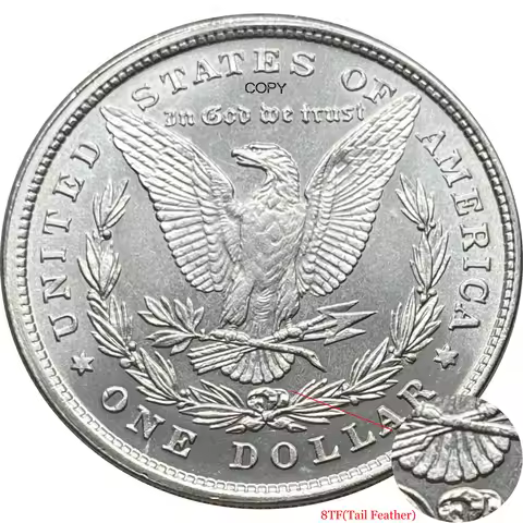 US 1878 8 TF Tail Feather One 1 Dollar Morgan Silver Plated USA Copy Coin United States Ww2 Liberty