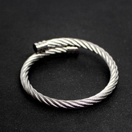 Tiger Chain - Silver Twisted Bangle Bracelet for Men 316L Stainless Steel Bangle