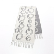 愛馬仕 Do re 扣環圍巾 羊絨 灰色 白色 二手 女士