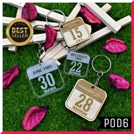 (POD6) Customize Keychain Engrave Keychain Date Wood Keychain Acrylic Keychain Cute Keychain SYAZH C