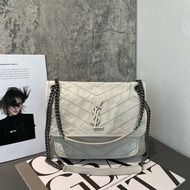 YSL聖羅蘭 Niki中號 老扣 奶油白肩背包斜背包