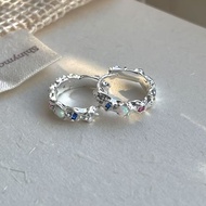 Opal stone earring earrings women's niche design sense earrings 2024 new popular sterling silver nee