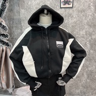 [Ảnh Thật] Áo Khoác Nỉ Hoodie Zip MIUMIU thêu Logo Thêu Nón 2 Lớp Dày To Trùm Đầu Form Lửng Phối Màu