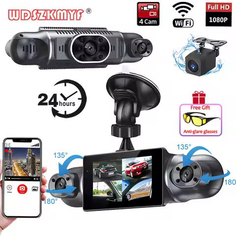 4Channel Dash Cam 4*1080P Car DVR 4 Lens WiFi APP dashcam 24h Parking Monitor Night Vision Rotatable