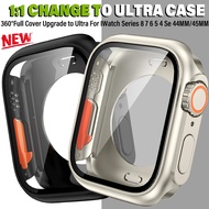 PC case+tempered film appearance upgraded to Ultra 49mm protective case Suitable for Apple Watch series 8 7 6 se 45mm 44mm i watch 5 4 44mm