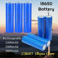 Rechargeable 18650 Lithium Ion 3.7V Battery/Bateri Boleh Caj 18650 (1200/2400/3000mAh) - Flat & Butt