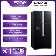 Hitachi Japan 586L Inverter 4 Glass Door Big French Refrigerator | Fridge | Peti Sejuk | Peti Ais R-W720P7M GBK