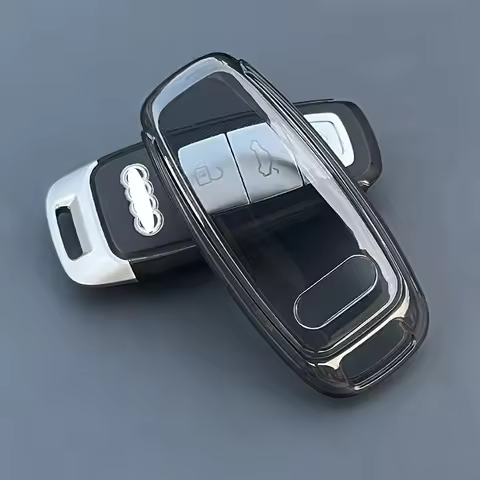 Soft TPU Key Cover for AUDI A3/A4L/A6/A7/A8/Q3/Q5/Q7 - Smoke Black/Clear