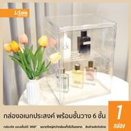 ide'e [1 PC] กล่องอเนกประสงค์พร้อมชั้นวาง กล่องเก็บน้ำหอม เครื่องสำอางค์ ฝาเปิด-ปิดเป็นแม่เหล็ก วางซ