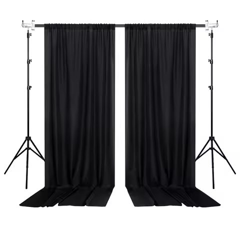 Party background black curtains, rod fabric curtains, fabric background curtains, 5 x 7/8/10 feet, 1
