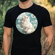 Mens Persian Cat Dandelion Print Cotton T-Shirt Size Xs To 3Xl-4B5Ef