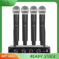[In Stock] Professional Wireless Microphone System UHF 4 Channel Fixed Frequency Handheld Device for Stage, Home Parties, Churches