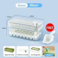 Ice Lattice 64 grids With box and Bin 2 Pack Ice Cube Trays Ice Cube Mold for Freezer ice cube mold