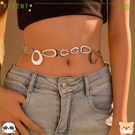 NEXTMY Hollow Waist Chain, Irregular Design Geometric Shape Chain Belt, Trendy Spicy Girl Retro Y2K 