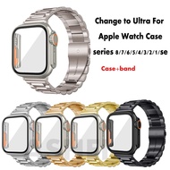 Case + band for iwatch 45mm 44mm 41mm 40mm Tempered Glass case Cover stainless steel band for iwatch 8 7 6 5 4 se strap